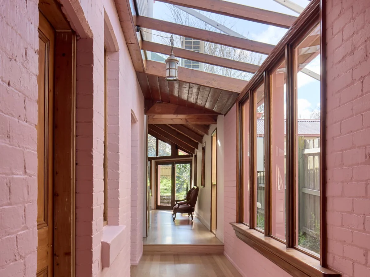 Pink heritage hallway at Finsbury Street, Flemington
