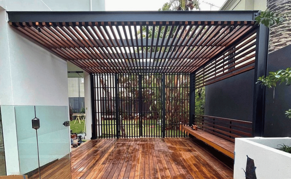 Outdoor pergola built with custom design.