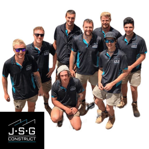 Enthusiastic JSG Construct team in branded workwear, ready to deliver top-notch carpentry and construction services.